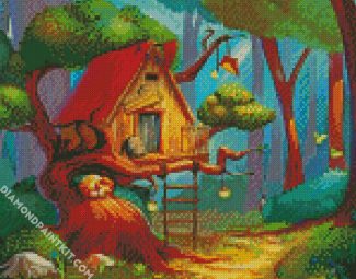 Forest Tree House diamond painting
