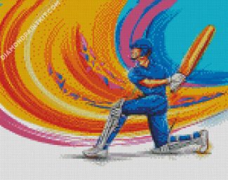 Illustration Cricket Player diamond painting