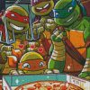 Ninja Turtles Eating Pizza diamond painting