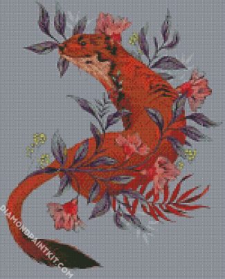 Stoat And Flowers diamond painting