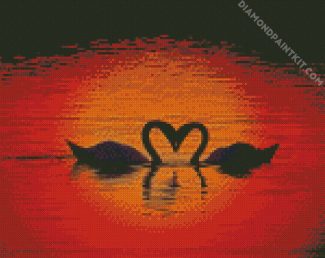 Swans Heart Silhouette diamond painting