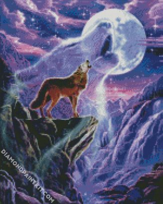Waterfall And Wolf diamond painting
