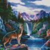 Wolf And Waterfall diamond painting
