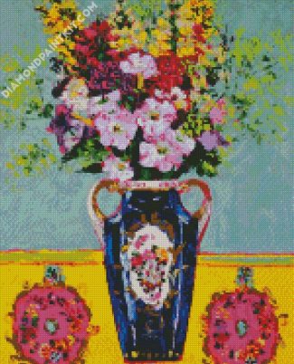 Petunia In Blue Vase diamond painting