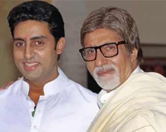 Amitabh Bachchan And His Son Abhishek Bachchan diamond painting