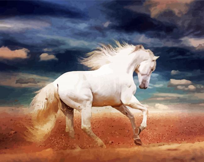 Beautiful White Andalusian Horse - 5D Diamond Painting 