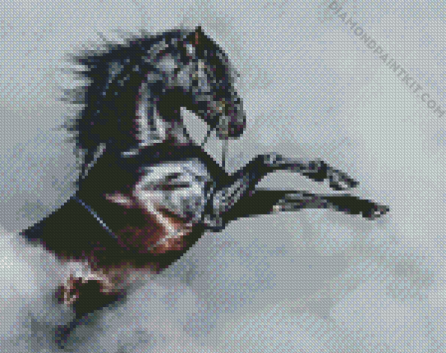Black Andalusian Horse And Smoke diamond painting