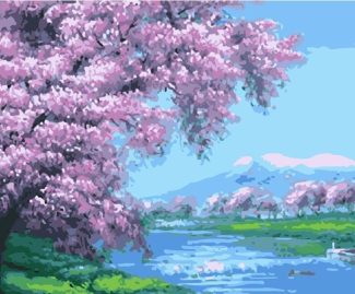 Cherry Blossom River diamond painting