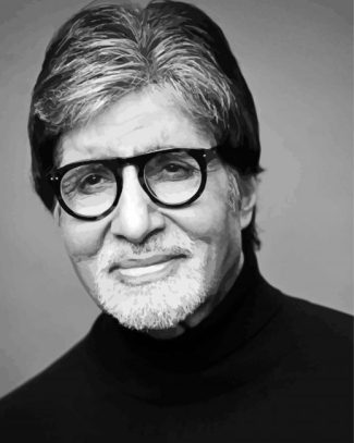 Close Up Black And White Amitabh Bachchan diamond painting