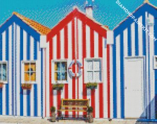 Colored Houses Aveiro diamond painting
