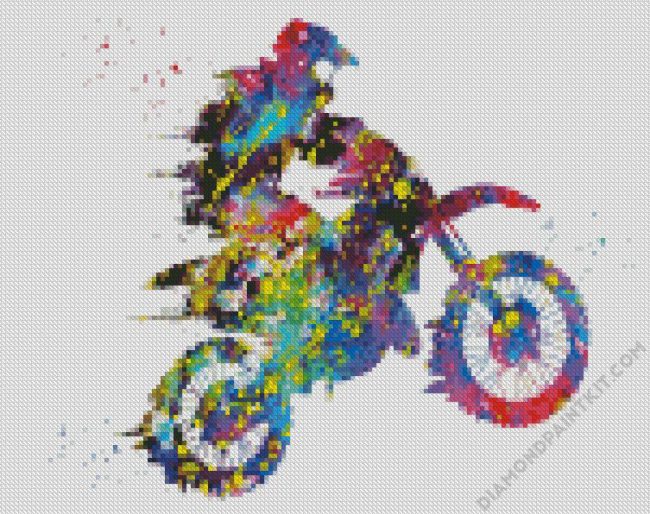 Colorful Motocross diamond painting