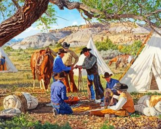 Cowboys Camp Time diamond painting