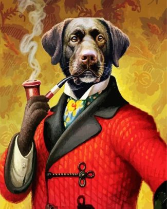 Dog Smoking Pipe diamond painting