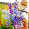 Girl And Larkspur Bouquet diamond painting