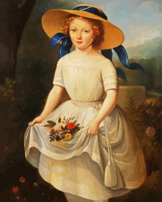 Girl In Hat With Blue Ribbon diamond painting