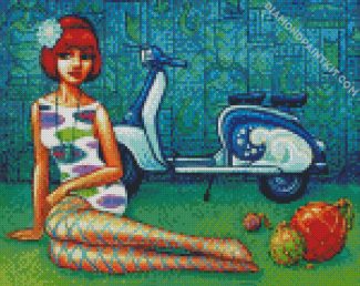 Girl With Lambretta Scooter diamond painting