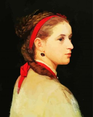 Girl With Red Ribbon diamond painting