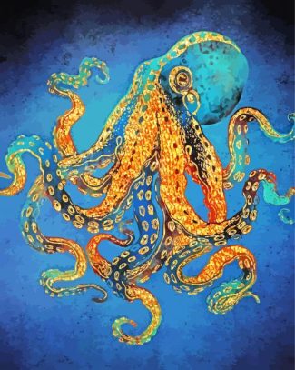 Golden Octopus diamond painting