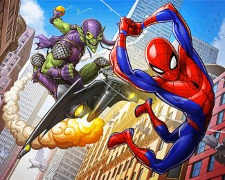 Green Goblin And Spider Man diamond painting