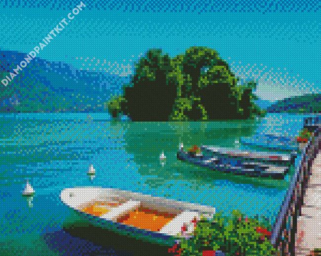 Annecy Lake Boats diamond painting