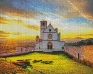 Basilica Of San Francesco Assisi Italy At Sunset diamond painting