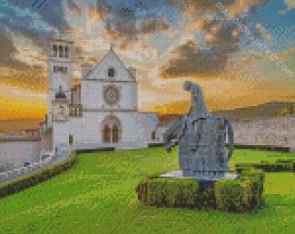 Italy Basilica Of San Francesco Assisi At Sunset diamond painting