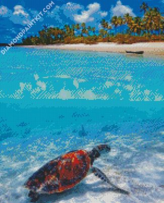 Sea Turtle In Zanzibar Beach diamond painting