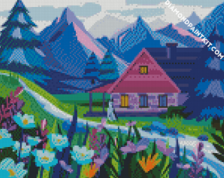 House In The Mountains diamond painting