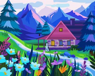 House In The Mountains diamond painting