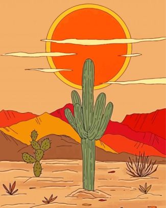 Illustration Cactus Desert diamond painting