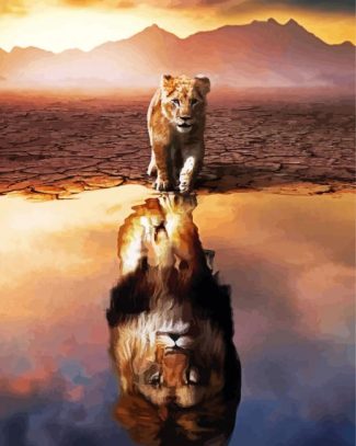 Lion Reflection diamond painting
