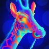 Neon Giraffe Eating Lollipop diamond painting