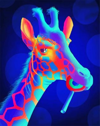 Neon Giraffe Eating Lollipop diamond painting