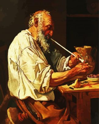 Old Man Smoking Pipe diamond painting