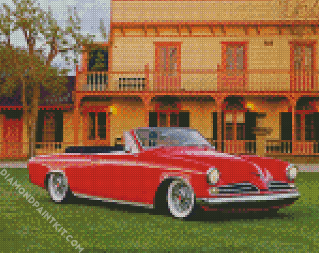 Old Red Studebaker Car diamond painting
