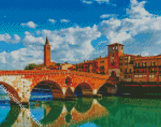 Ponte Pietra Bridge Verona Italy diamond painting