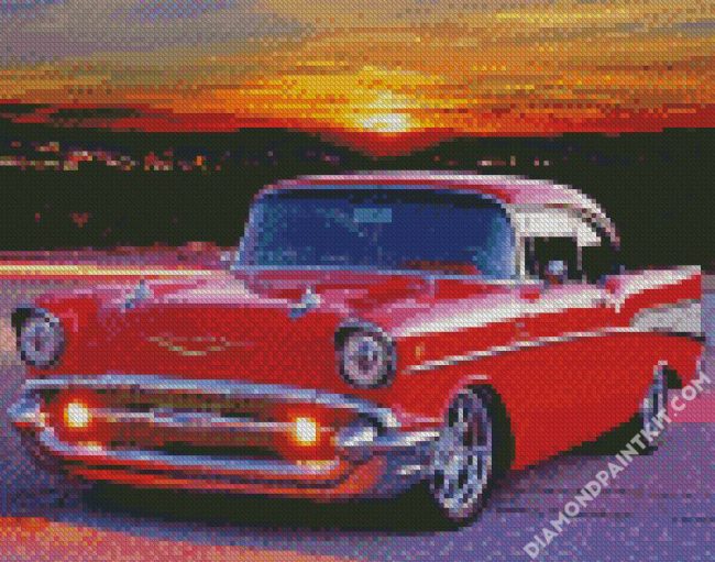 Red 57 Chevy Car diamond painting
