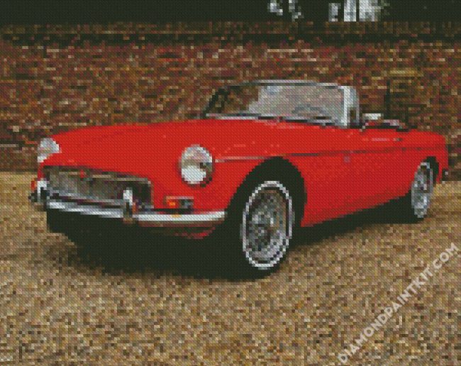Red Antique Mg Car diamond painting