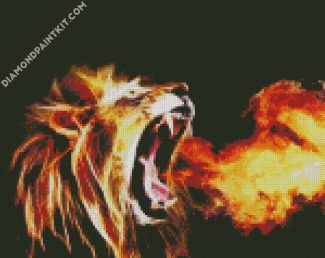 Roaring Lion Fire diamond painting