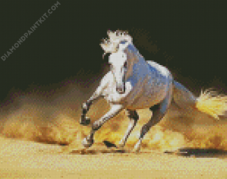 Running White Andalusian Horse diamond painting