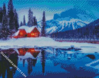 Rustic Cabin In The Snowy Mountains diamond painting