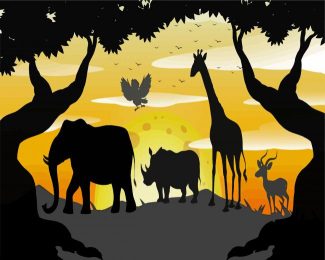 Safari Animals Silhouette diamond painting