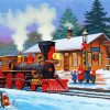 Snow Christmas Train Station diamond painting