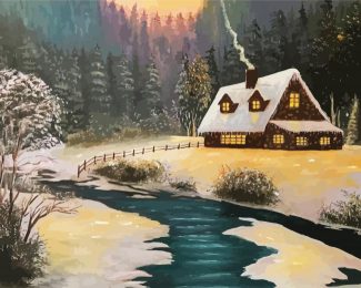 Snowy Lodge diamond painting