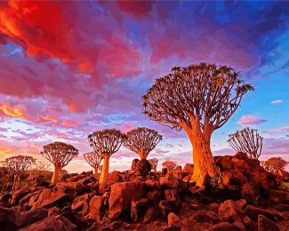 Southern Namibia Aloe Dichotoma Trees diamond painting