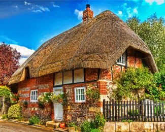 Thatched Cottage House diamond painting