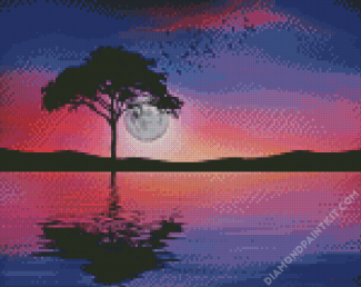 Tree Reflection In Water diamond painting