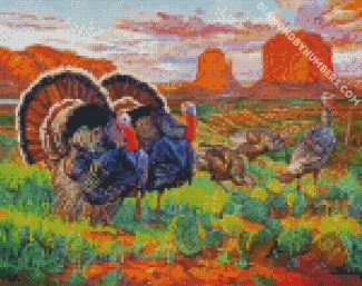 Turkeys In Arizona diamond painting