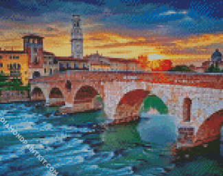 Verona Ponte Pietra Arch Bridge diamond painting