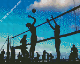 Volleyball Players Silhouette diamond painting